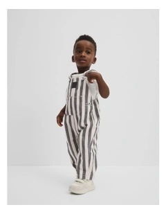 Stripe Overalls in Graphite Stripe