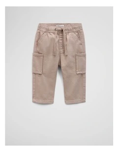 Australian Cotton Blend Relaxed Pull-on Pant in Mushroom