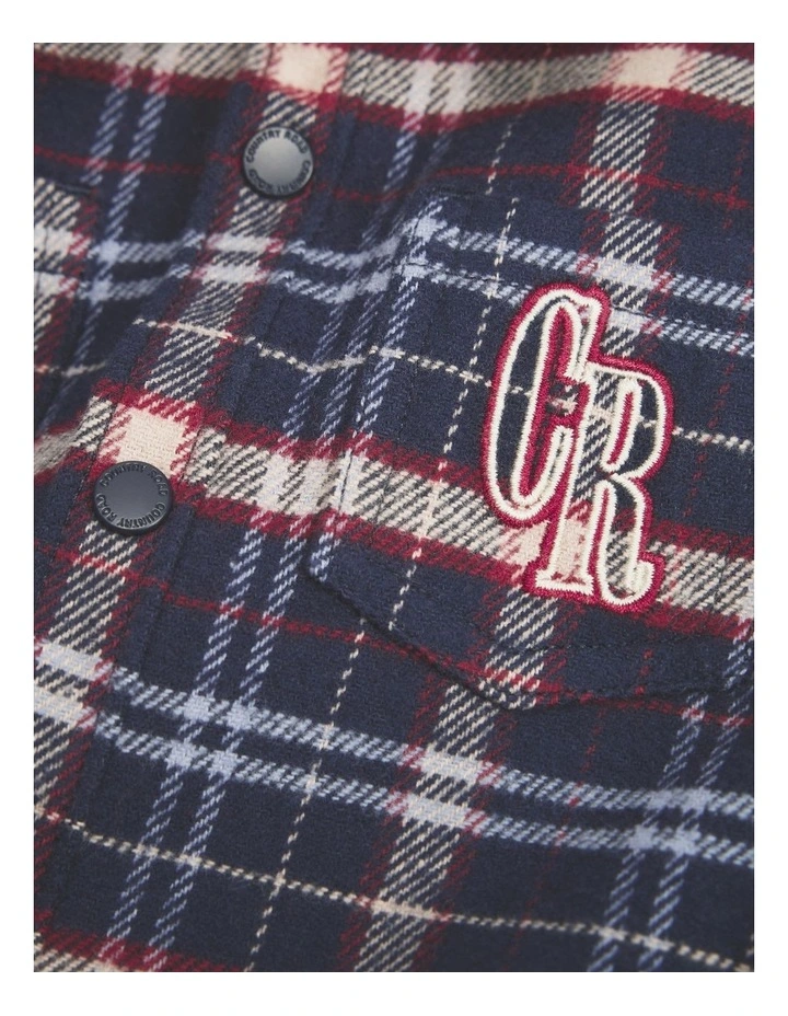 Organically Grown Cotton Hooded Check Shirt in Navy image 2
