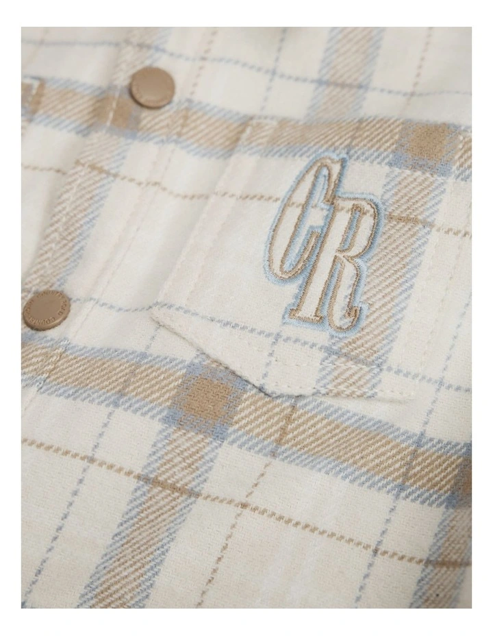 Organically Grown Cotton Hooded Check Shirt in Wafer image 2