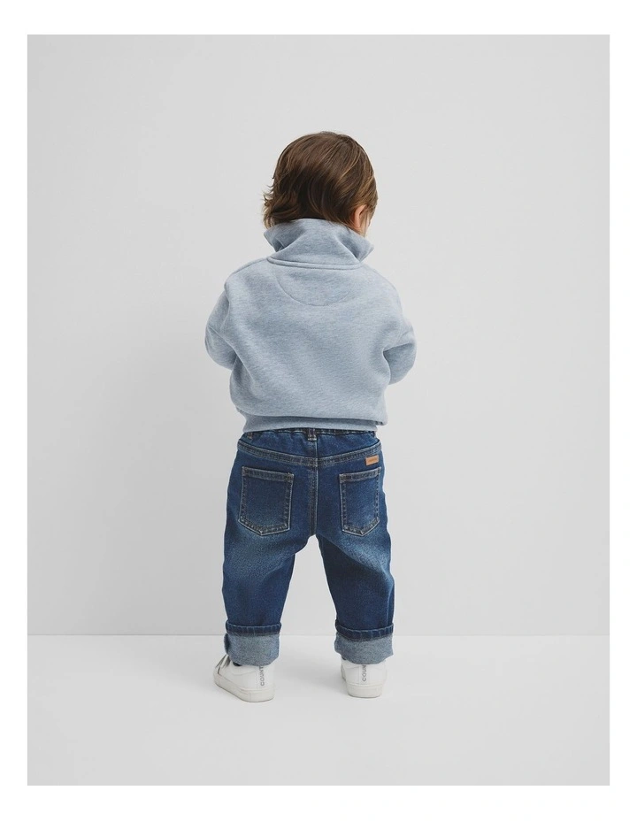 Australian Cotton Heritage Half Zip in Dusty Blue Marle image 3