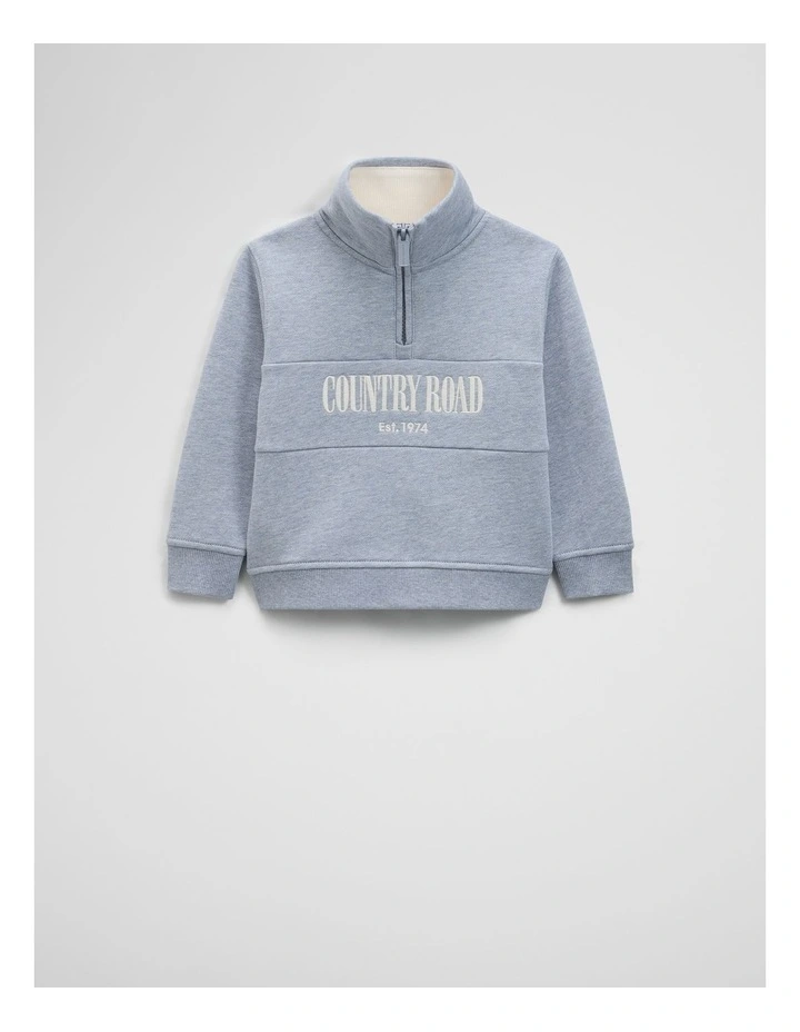 Australian Cotton Heritage Half Zip in Dusty Blue Marle image 4