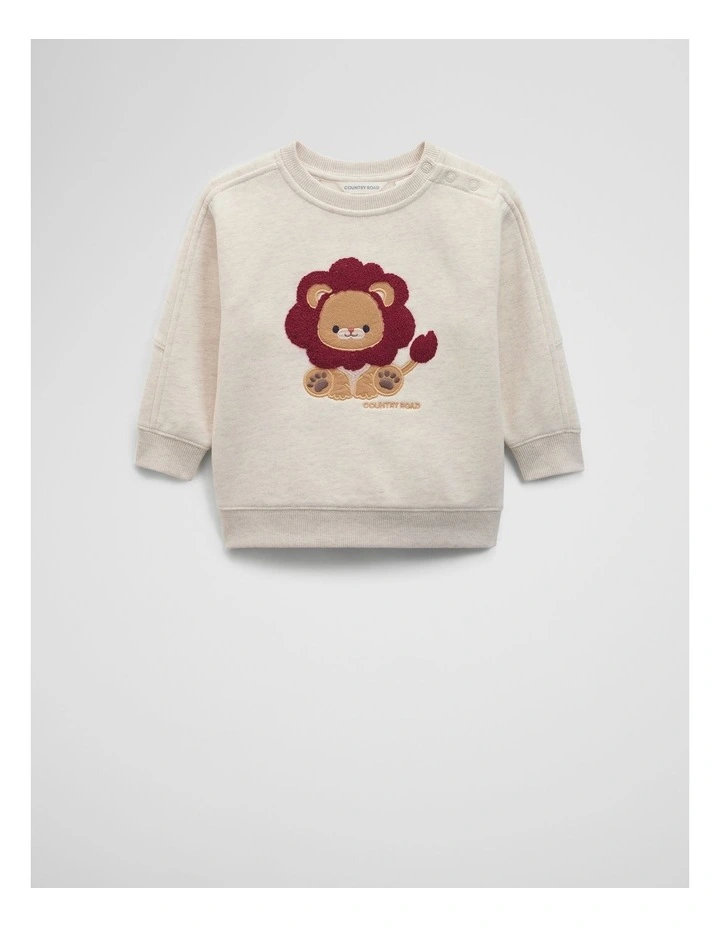 Boucle Lion Sweatshirt in Oatmeal Marle image 4