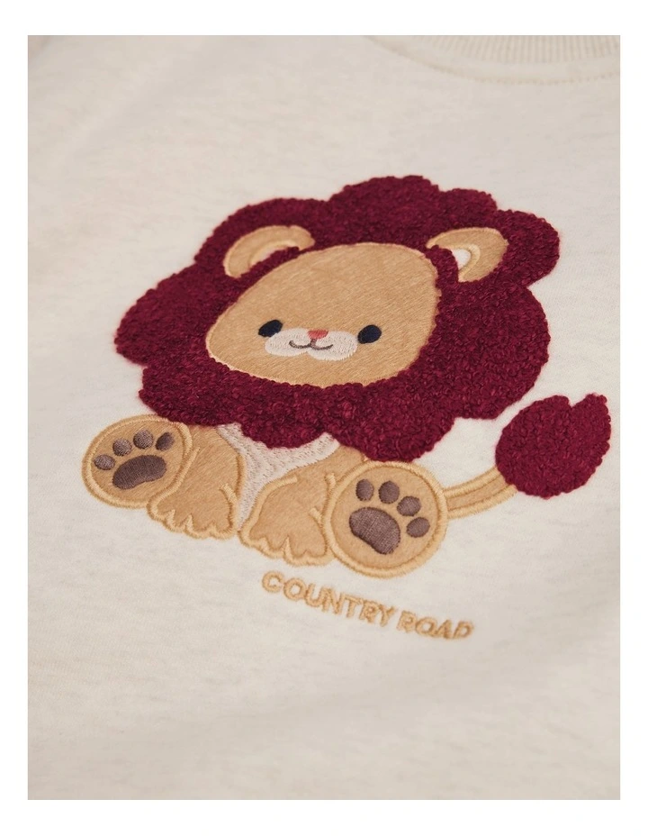 Boucle Lion Sweatshirt in Oatmeal Marle image 5