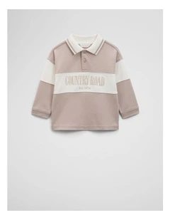 Organically Grown Cotton Logo Rugby T-shirt in Mushroom