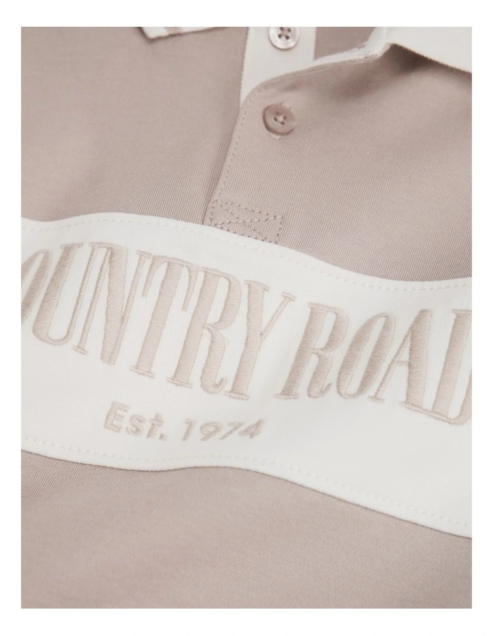 Organically Grown Cotton Logo Rugby T-shirt in Mushroom image 2