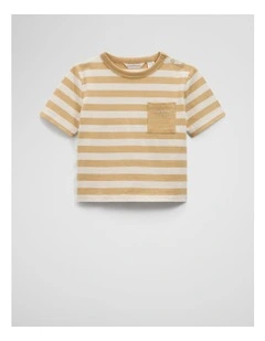 Pocket T-shirt in Honey Stripe
