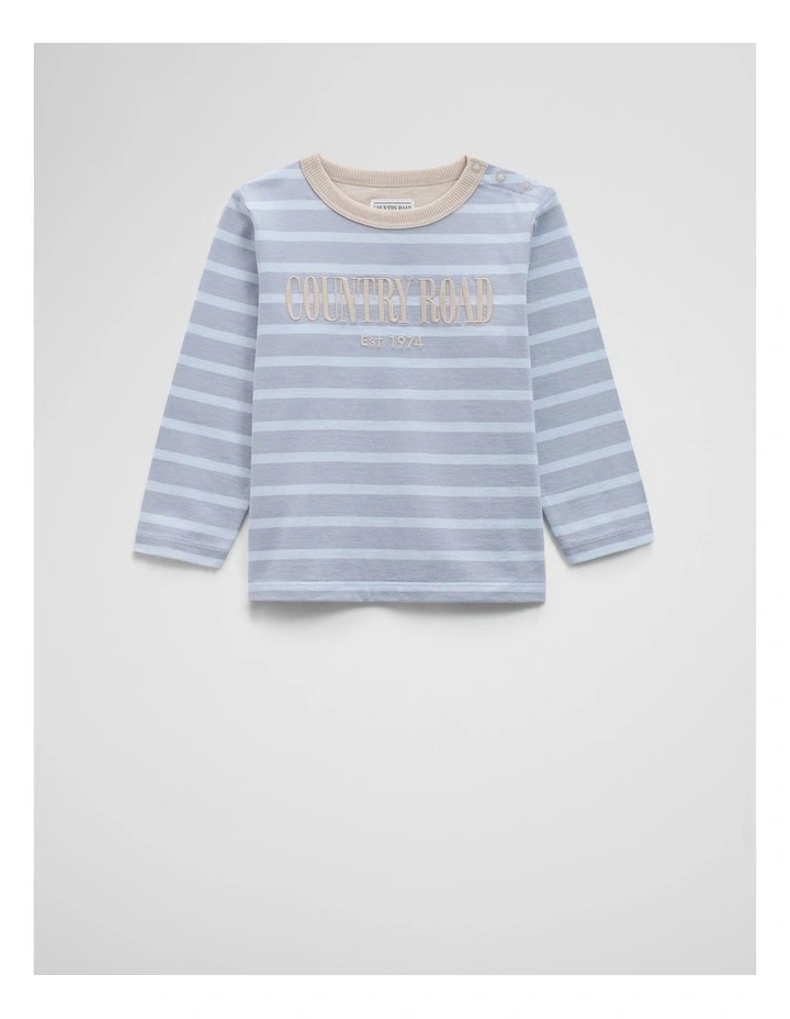 Long Sleeve Heritage T-shirt in Dusty Blue Stripe image 1