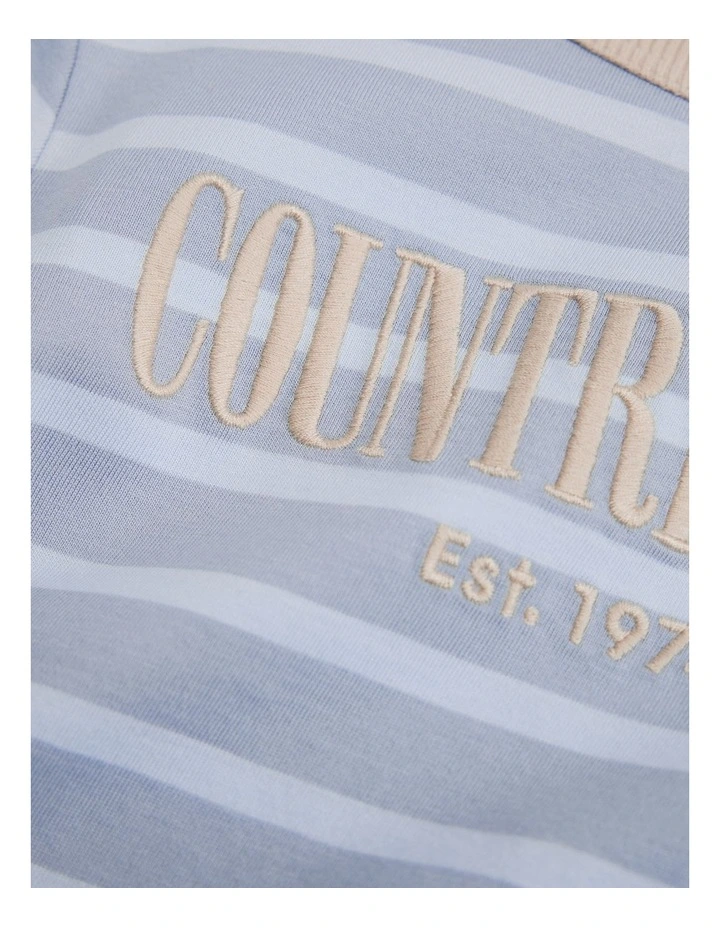 Long Sleeve Heritage T-shirt in Dusty Blue Stripe image 2