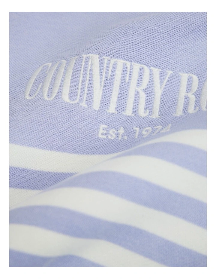 Organically Grown Cotton Logo Oversized Long Sleeve Bodysuit in Bluebell Stripe image 3