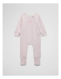 Organically Grown Cotton Blend Logo Zip Jumpsuit in Pink