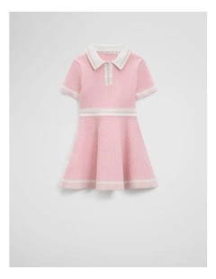Short Sleeve Knit Dress in Playful Pink