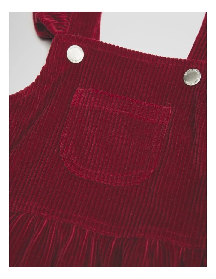Organically Grown Cotton Cord Frill Dress in Ruby image 5