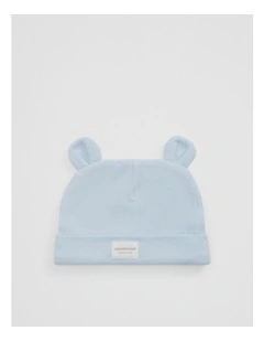 Organically Grown Cotton Newborn Beanie in Powder Blue