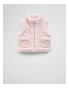 Reverse Faux Fur Vest in Mineral Pink