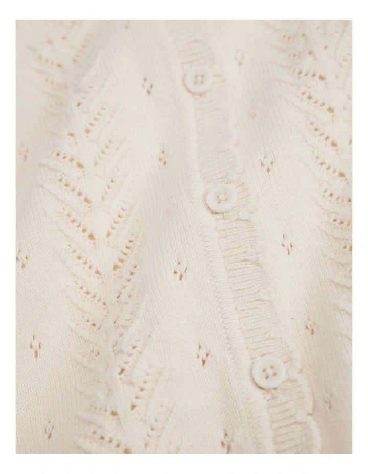 Knit Cardigan in Eggshell image 2