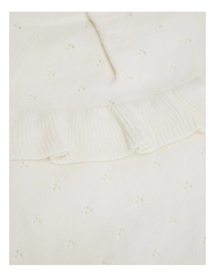 Frill Neck Knit Pullover in Marshmallow image 2