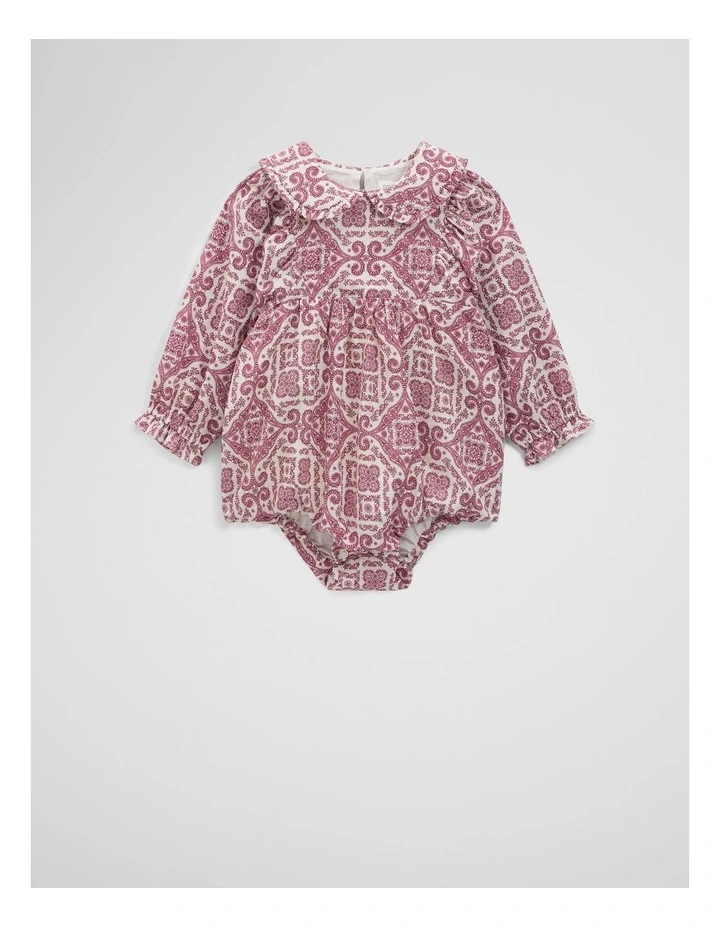 Frill Collar Romper in Multi Pink image 4