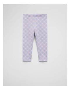 Organically Grown Cotton Blend Geometric Legging in Bluebell Multi