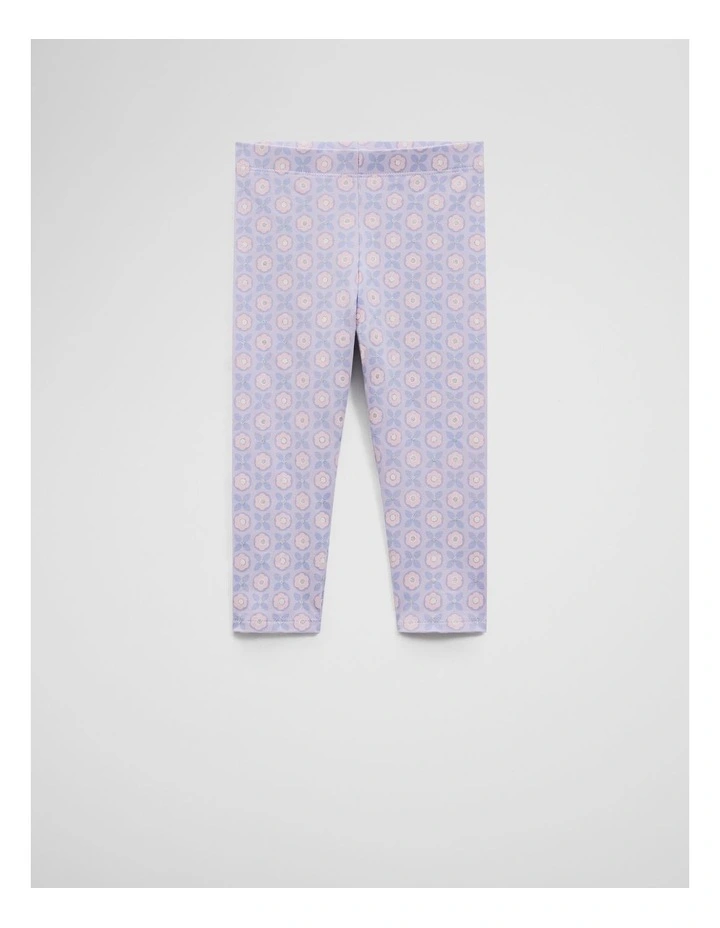 Organically Grown Cotton Blend Geometric Legging in Bluebell Multi image 1