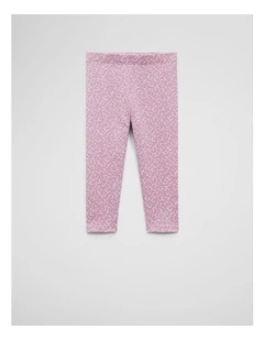 Organically Grown Cotton Blend Heart Legging in Berry Ditsy