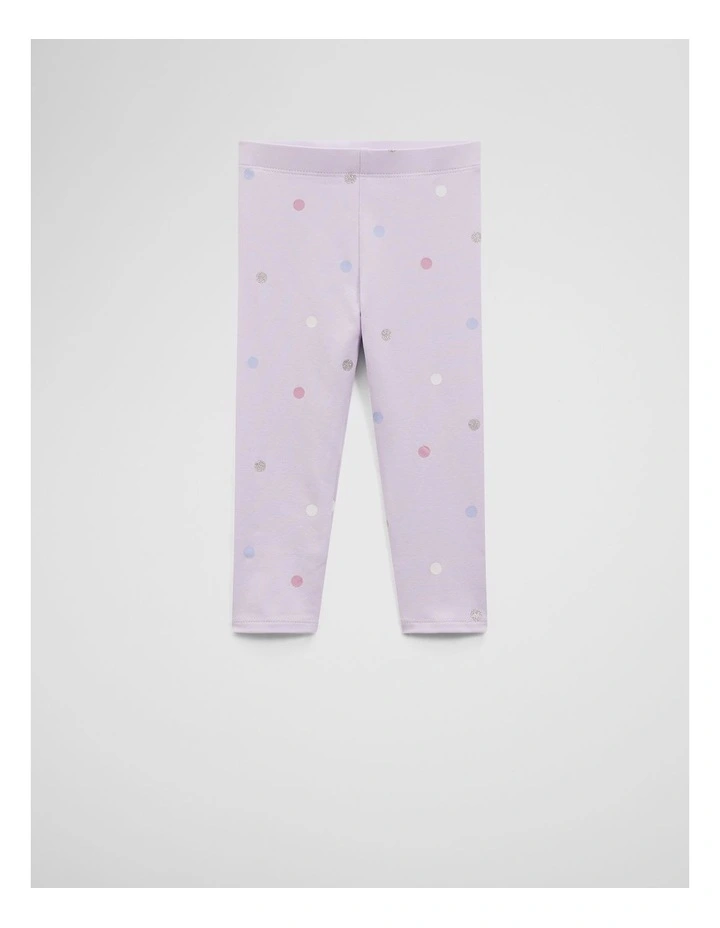 Organically Grown Cotton Blend Spot Legging in Lilac Spot image 1