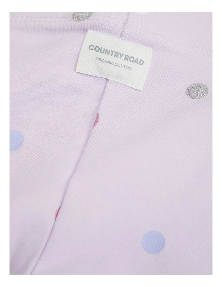 Organically Grown Cotton Blend Spot Legging in Lilac Spot image 2