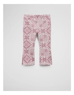 Organically Grown Cotton Blend Flare Paisley Legging in Multi Pink