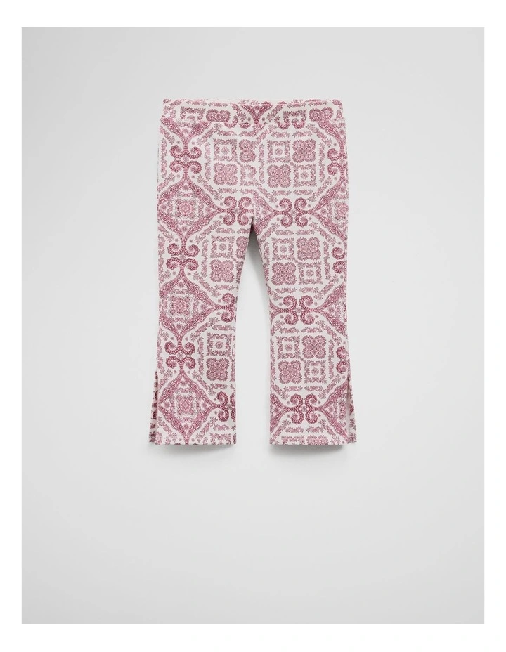 Organically Grown Cotton Blend Flare Paisley Legging in Multi Pink image 1