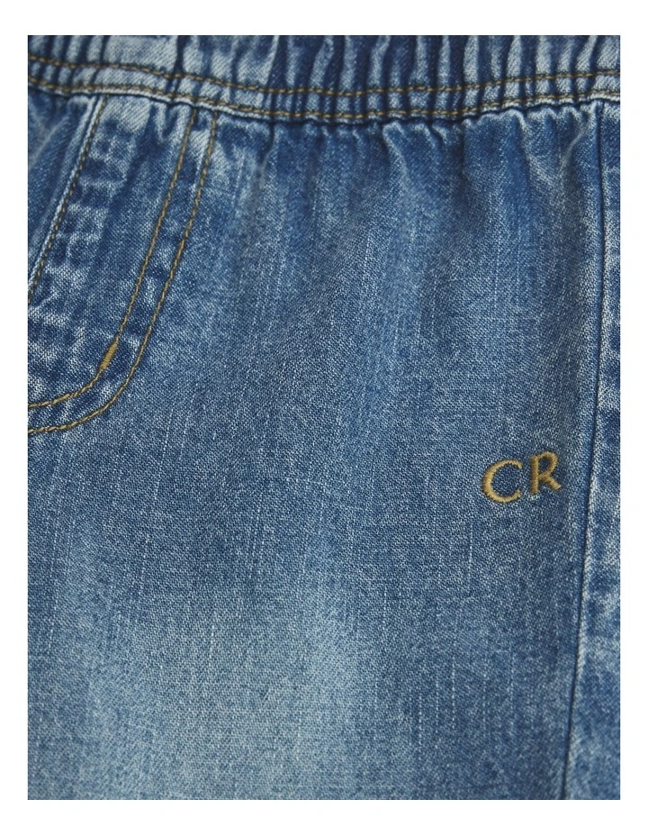 Denim Frill Pant in Mid Blue image 2
