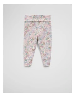 Organically Grown Cotton Fold Over Soft Pant in Floral Multi