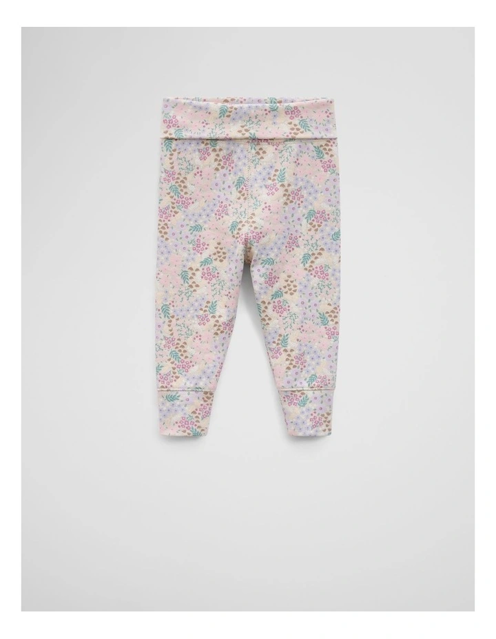 Organically Grown Cotton Fold Over Soft Pant in Floral Multi image 1