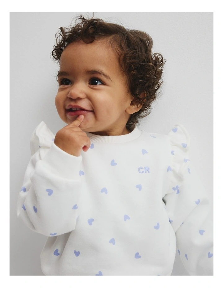 Frill Logo Sweat Top in Eggshell Heart image 2