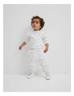 Frill Sweat Pant in Eggshell Heart