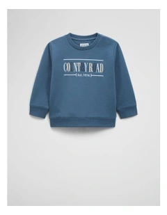 Australian Cotton Relaxed Heritage Sweat Top in Blue