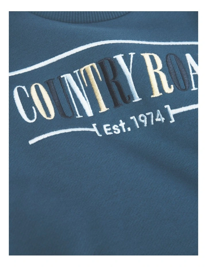 Australian Cotton Relaxed Heritage Sweat Top in Blue image 2