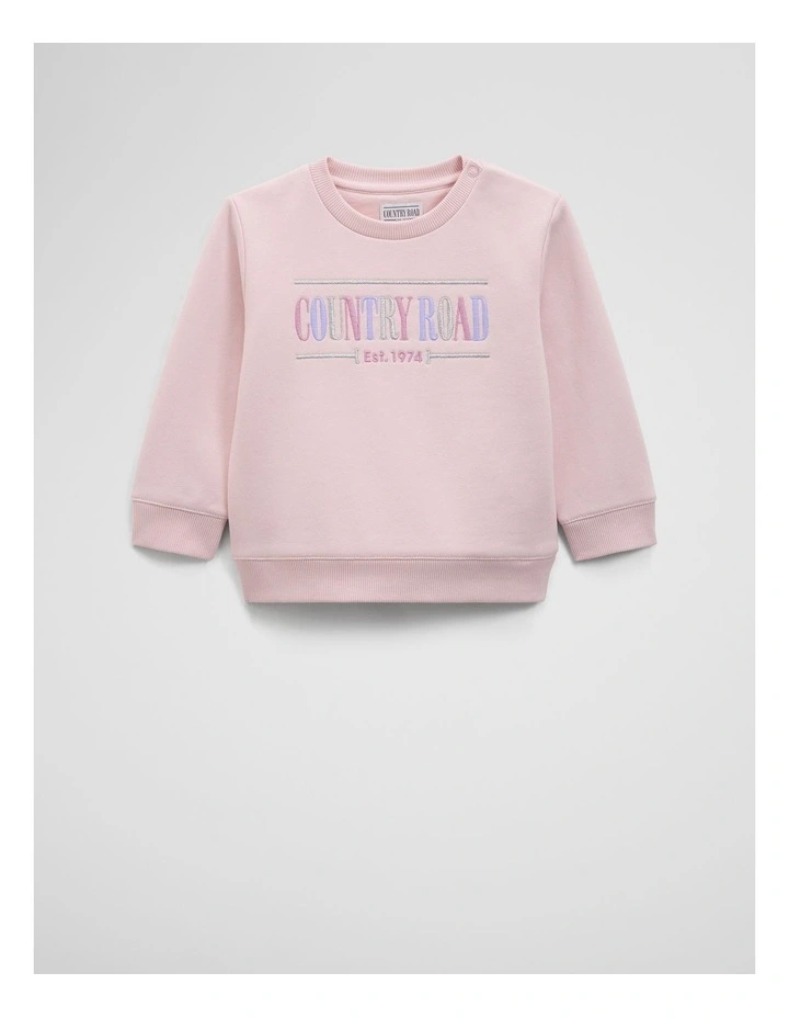 Australian Cotton Relaxed Heritage Sweat Top in Pink image 1