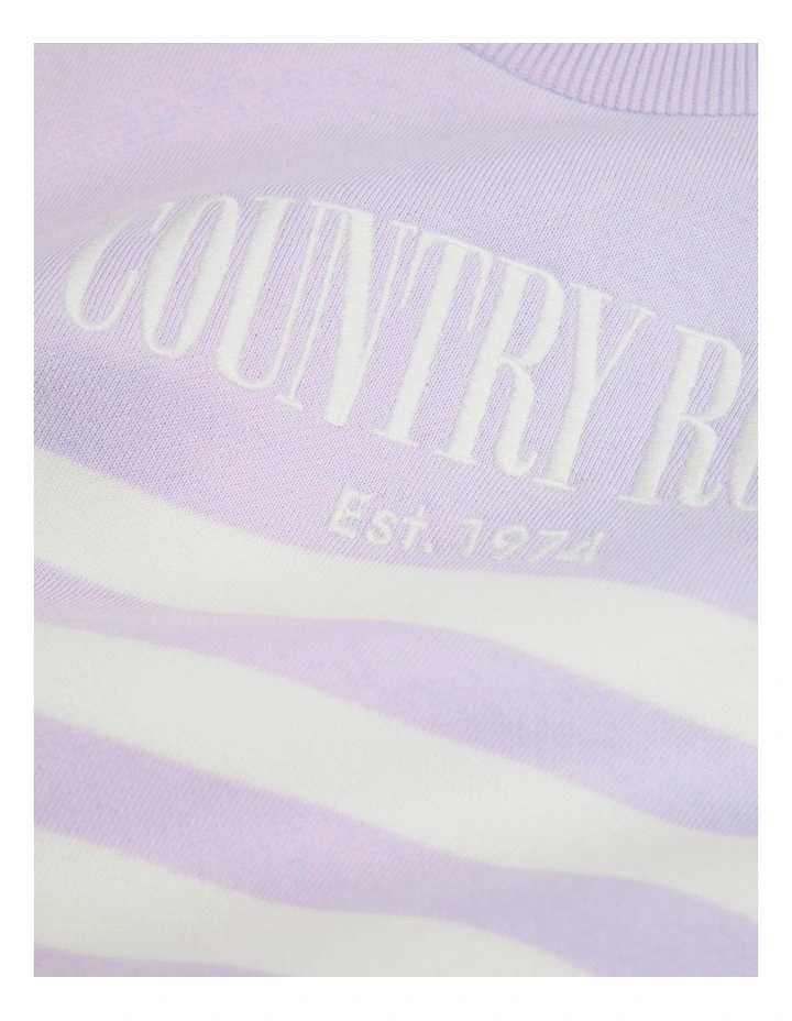 Australian Cotton Relaxed Heritage Sweat Top in Lilac Stripe image 2