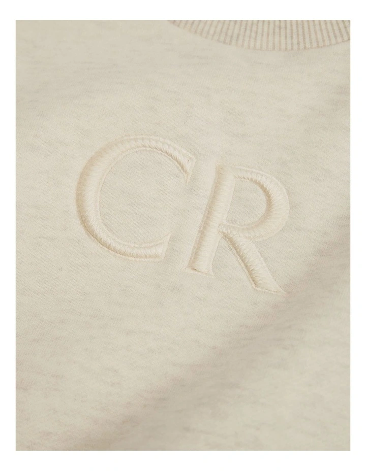 Australian Cotton Oversized Logo Sweat Top in Cream image 5