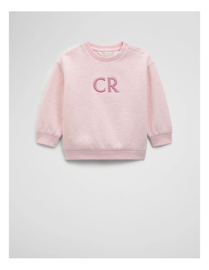 Australian Cotton Oversized Logo Sweat in Pink Marle image 1