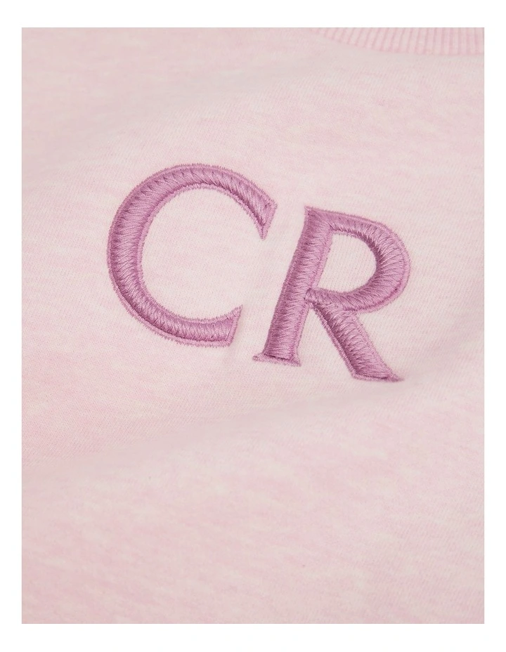 Australian Cotton Oversized Logo Sweat in Pink Marle image 2