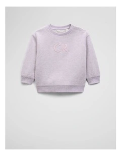 Australian Cotton Oversized Logo Sweat Top in Lilac Marle