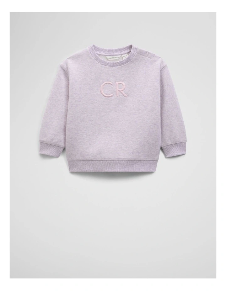 Australian Cotton Oversized Logo Sweat Top in Lilac Marle image 1