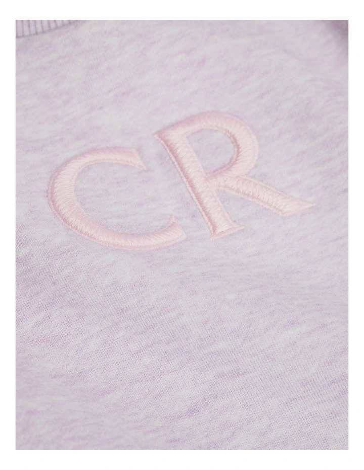 Australian Cotton Oversized Logo Sweat Top in Lilac Marle image 2