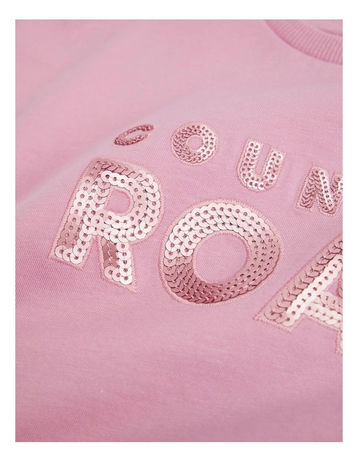 Organically Grown Cotton Sequin Logo T-shirt in Berry image 2