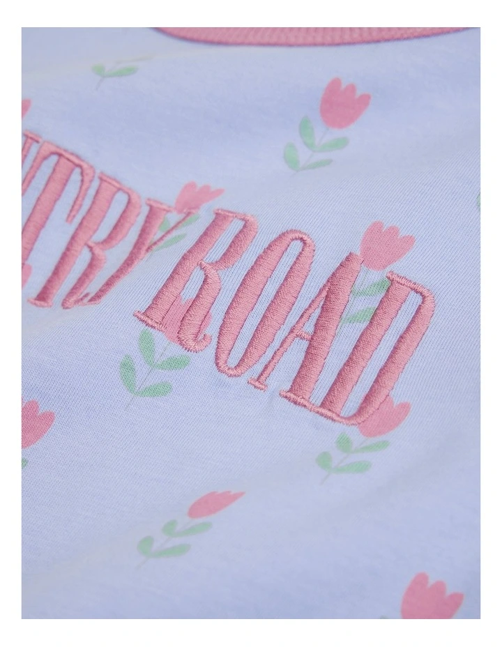 Australian Cotton Long Sleeve Heritage T-shirt in Bluebell Floral image 2