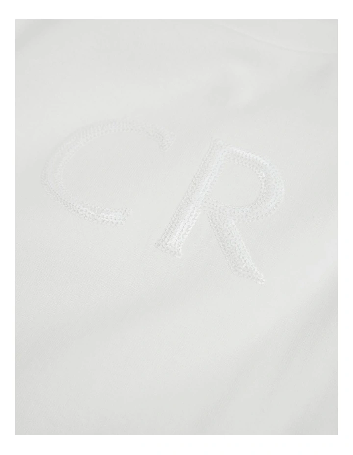 Long Sleeve Logo Frill T-shirt in Marshmallow image 2