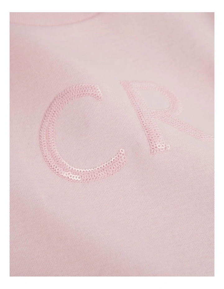 Long Sleeve Logo Frill T-shirt in Mineral Pink image 2