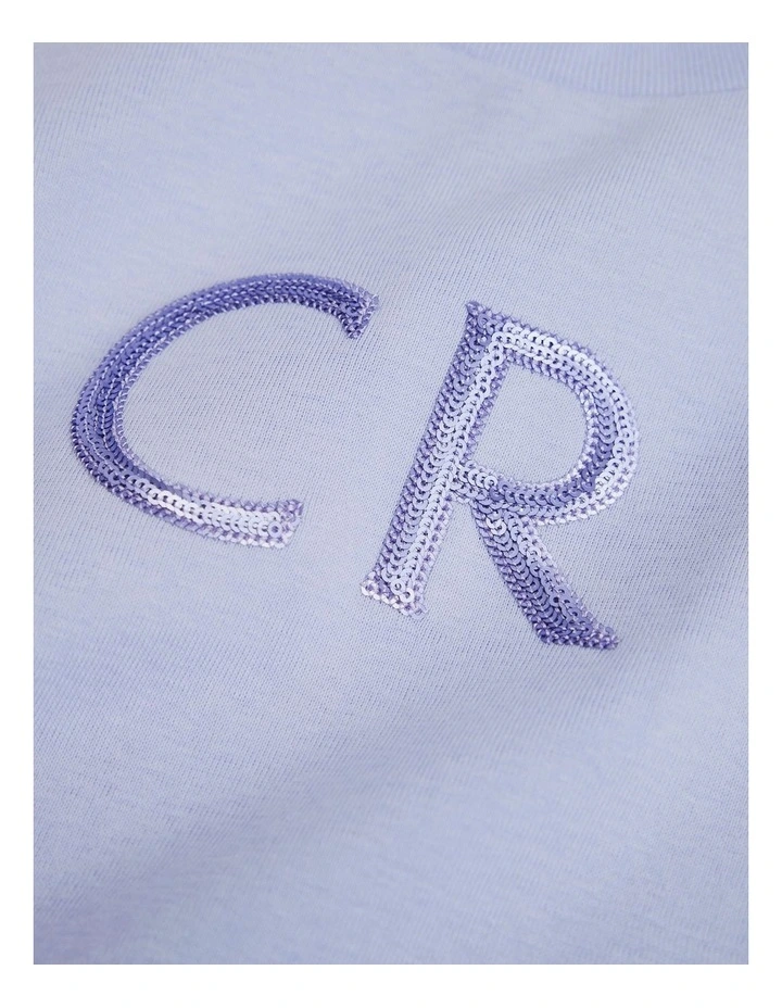 Long Sleeve Logo Frill T-shirt in Bluebell image 2