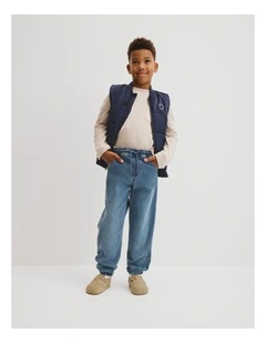 Denim Jogger in Mid Blue Wash